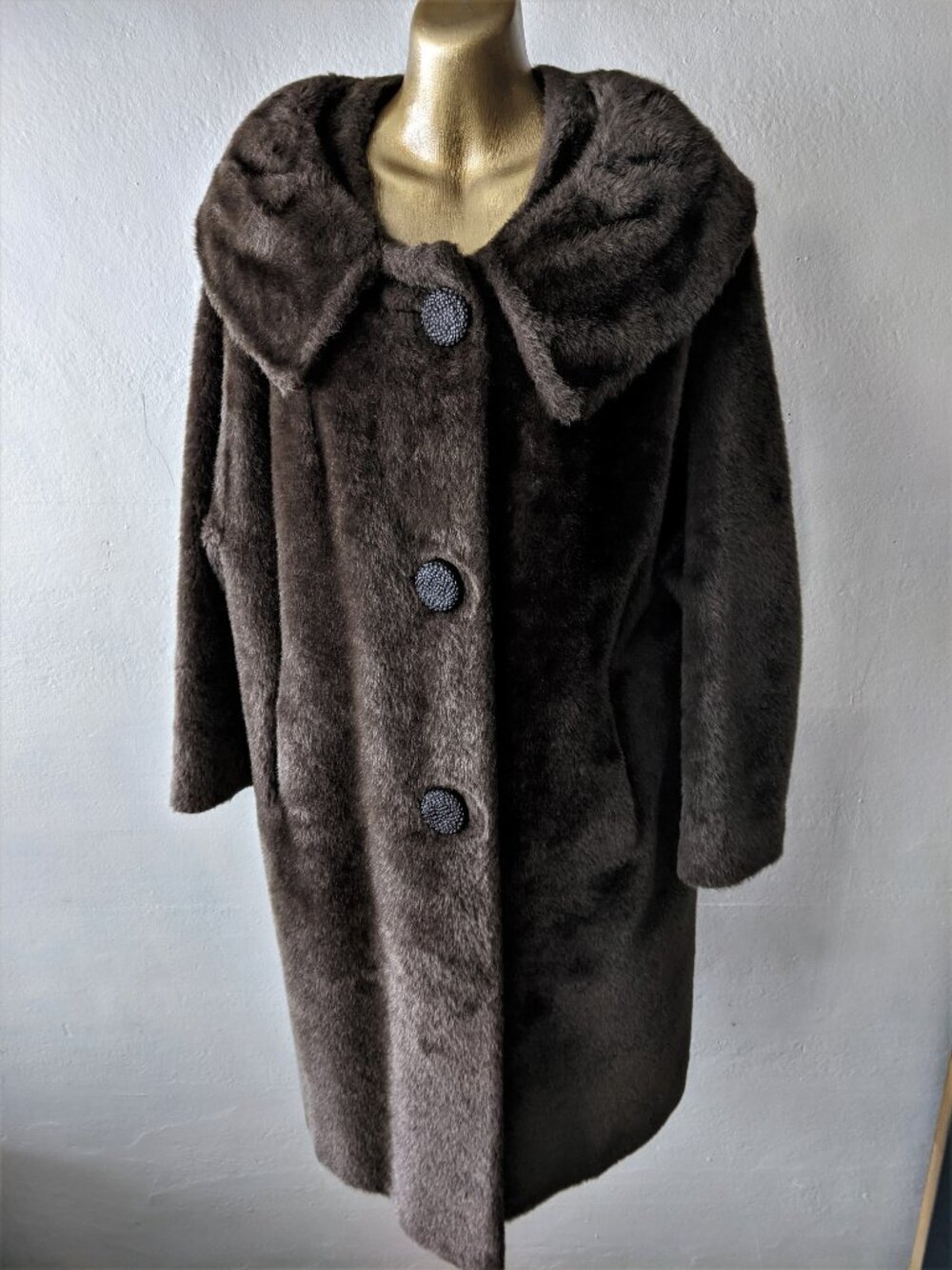 1950s Faux Mink Fur Swing Coat: Vegan Luxe Outerwear